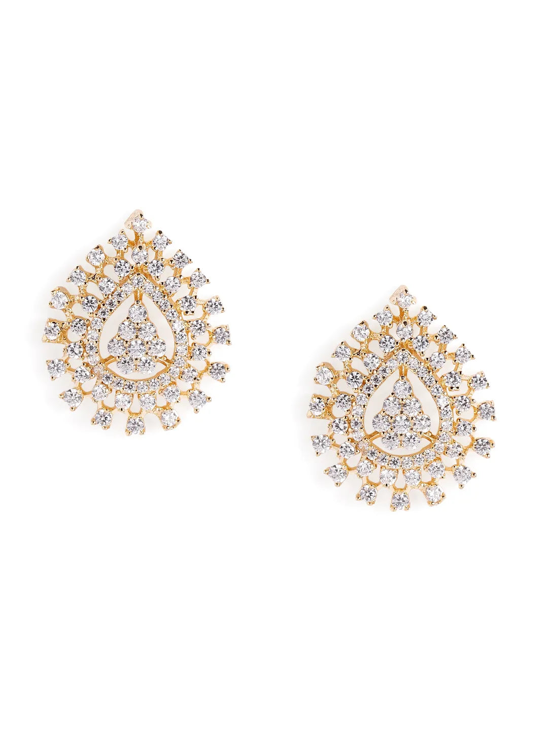 Radiant CZ Teardrop Stud Earrings
