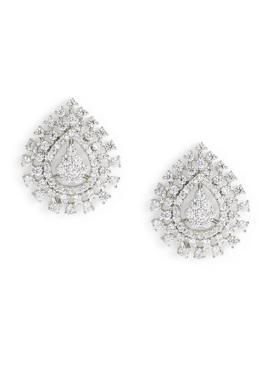 Radiant CZ Teardrop Stud Earrings
