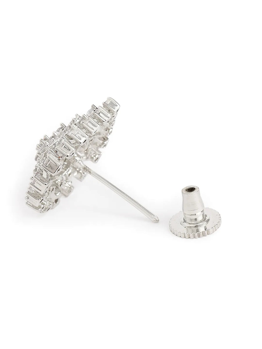 Radiant CZ Teardrop Stud Earrings