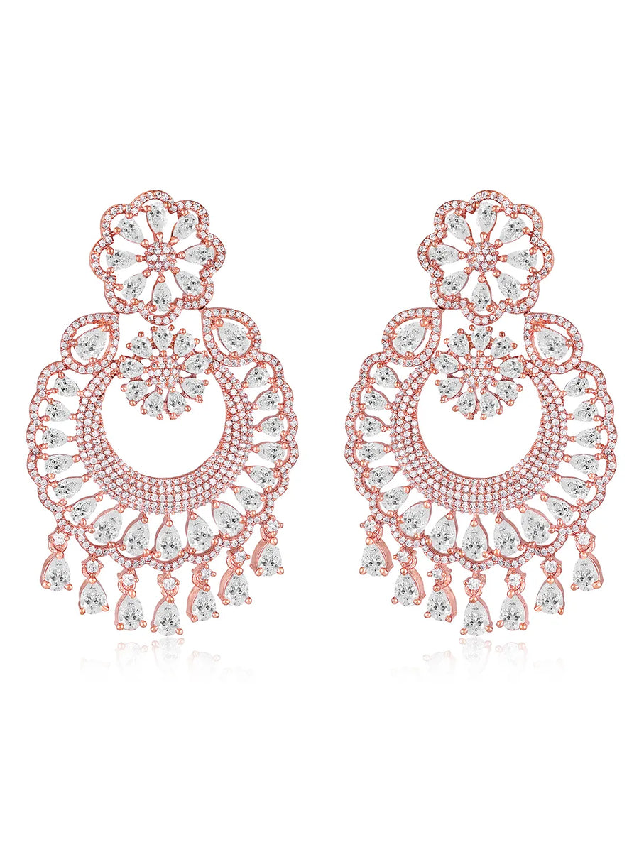 Crystal Floral Dangle Earrings – Elegant & Sparkling | Peora