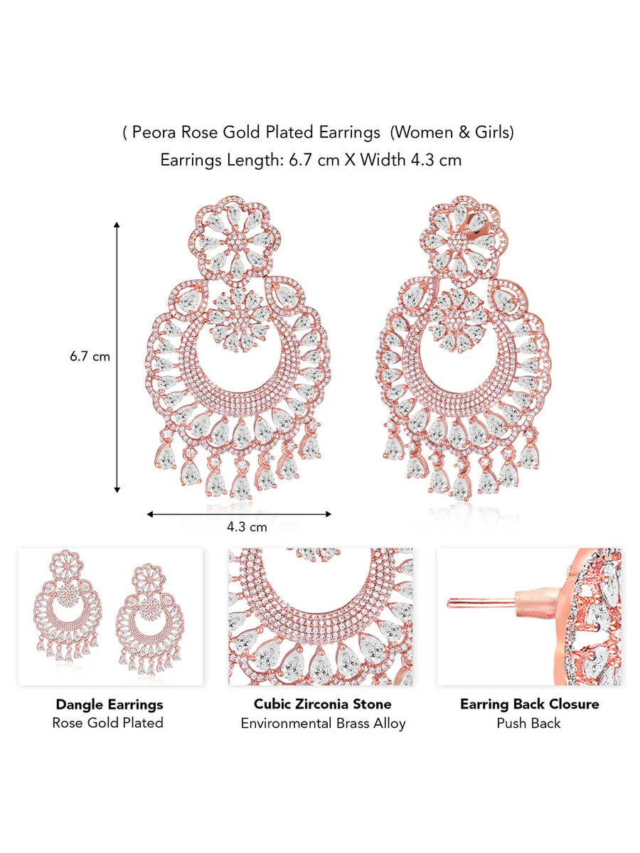 Crystal Floral Dangle Earrings – Elegant & Sparkling | Peora