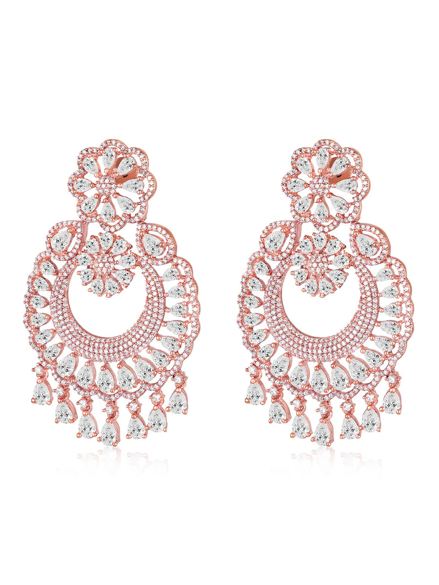 Crystal Floral Dangle Earrings – Elegant & Sparkling | Peora