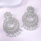 Peora Floral Crystal Luxe Chandbali - Silver