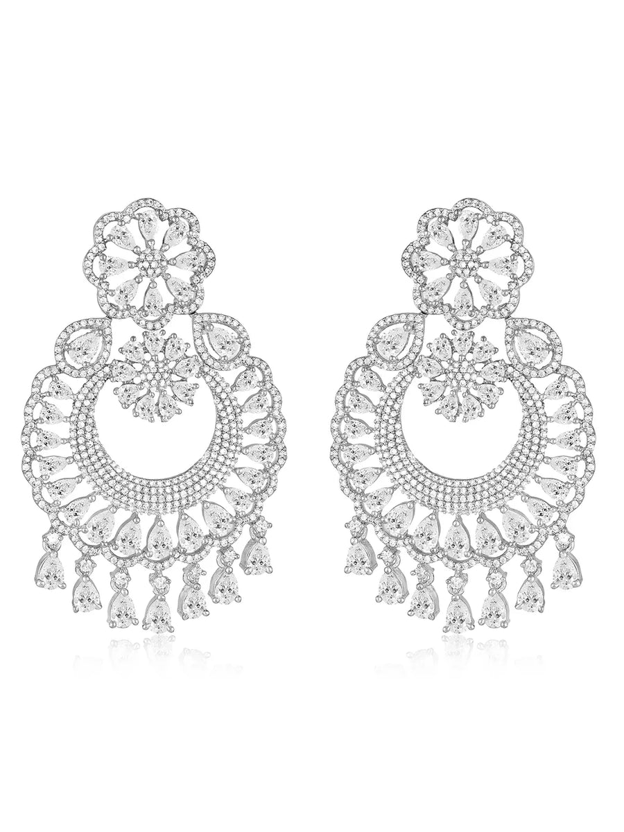 Crystal Floral Dangle Earrings – Elegant & Sparkling | Peora