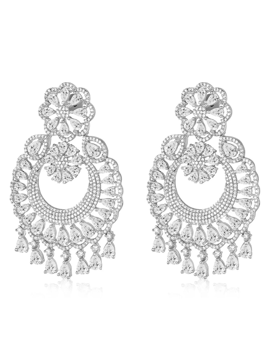 Crystal Floral Dangle Earrings – Elegant & Sparkling | Peora