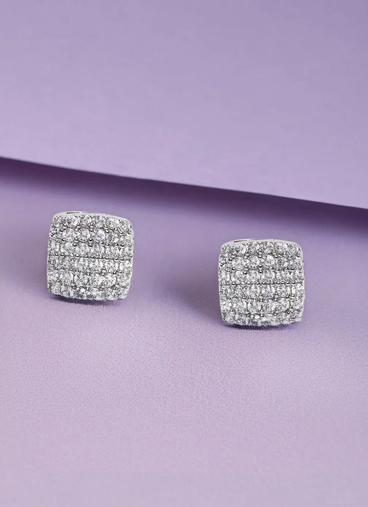 Classic Square CZ Stud Earrings