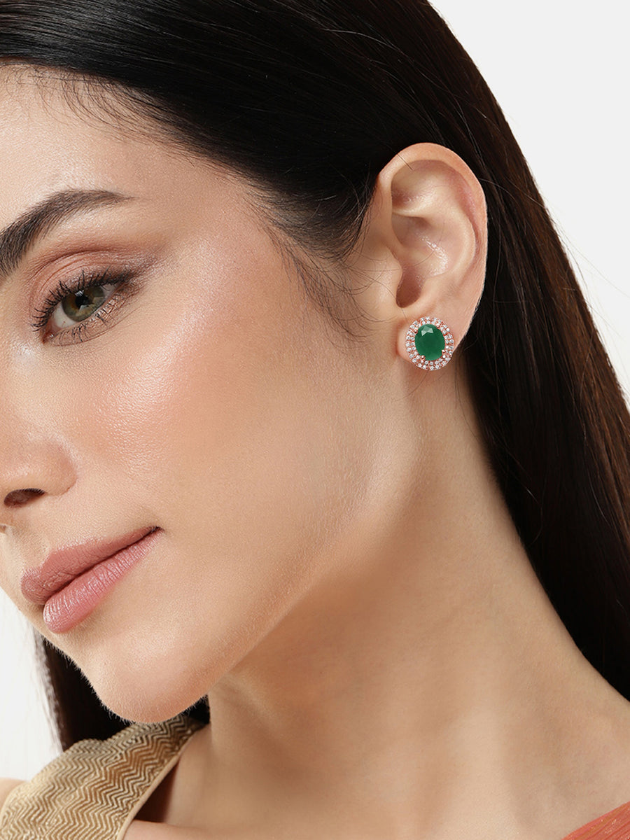 Stylish CZ & Crystal Round Earrings