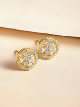 Glam CZ Round Stud Earrings for Women
