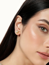 Glam CZ Round Stud Earrings for Women
