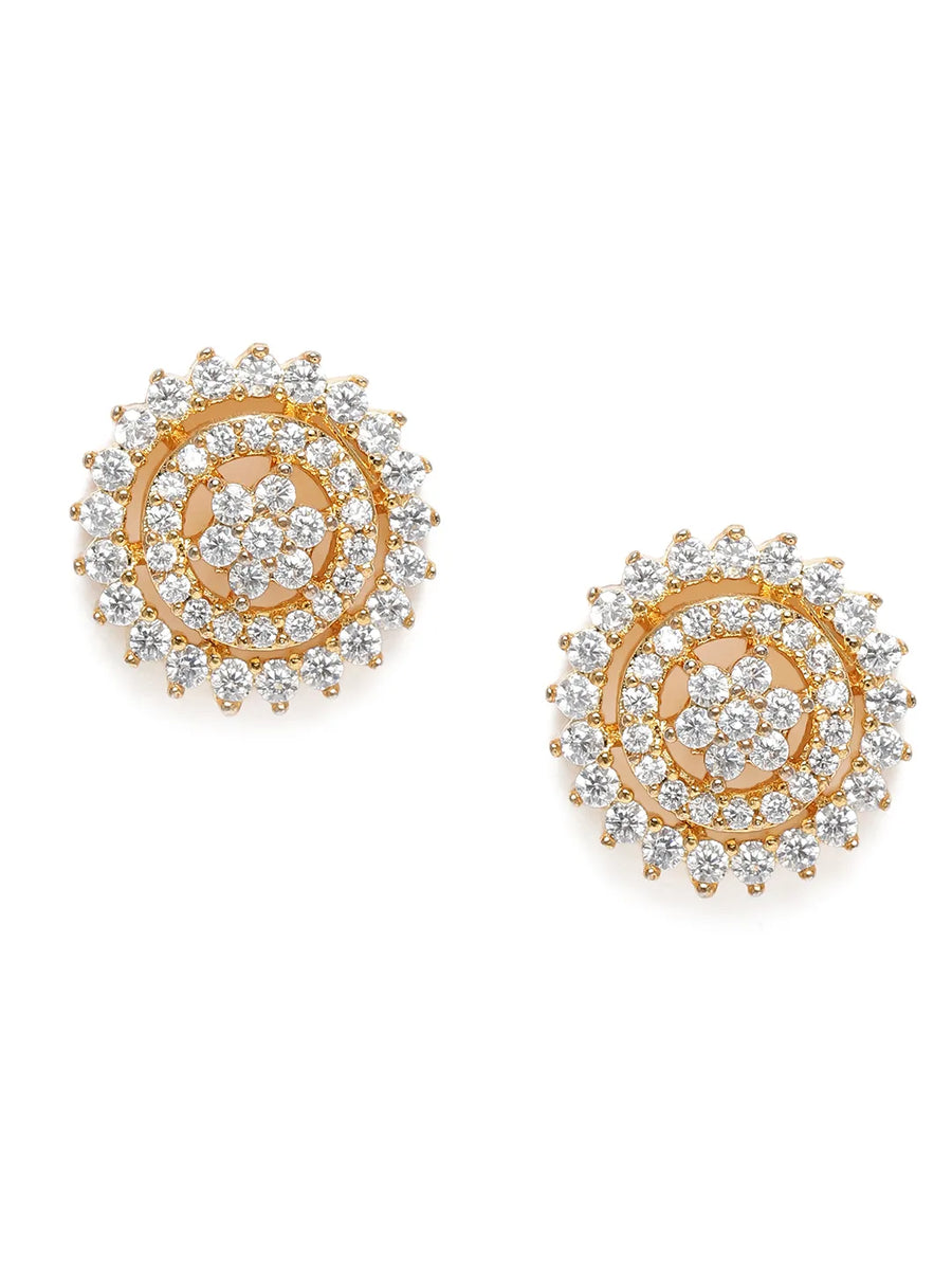 Sparkling Circle Halo Stud Earrings