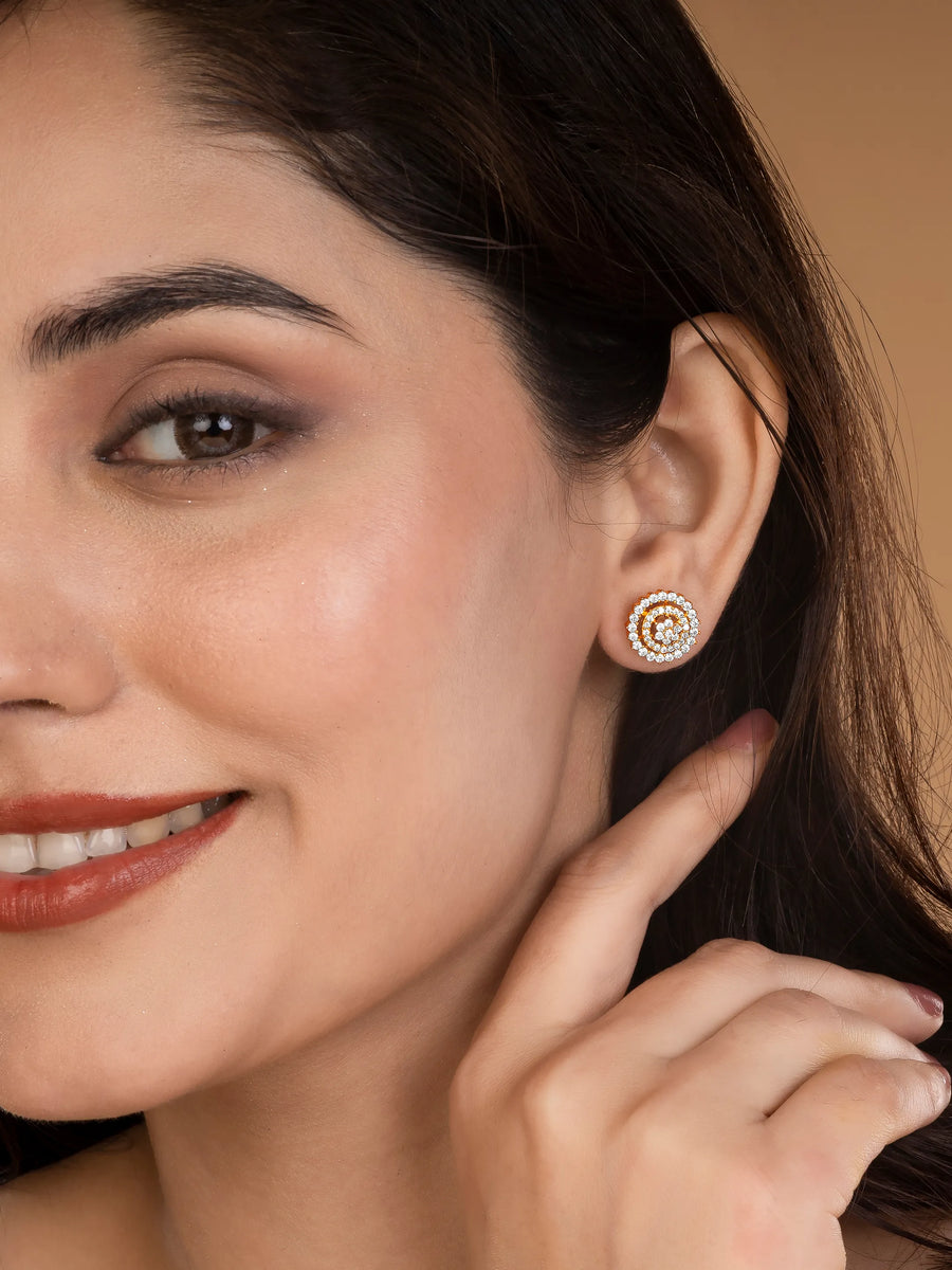 Sparkling Circle Halo Stud Earrings