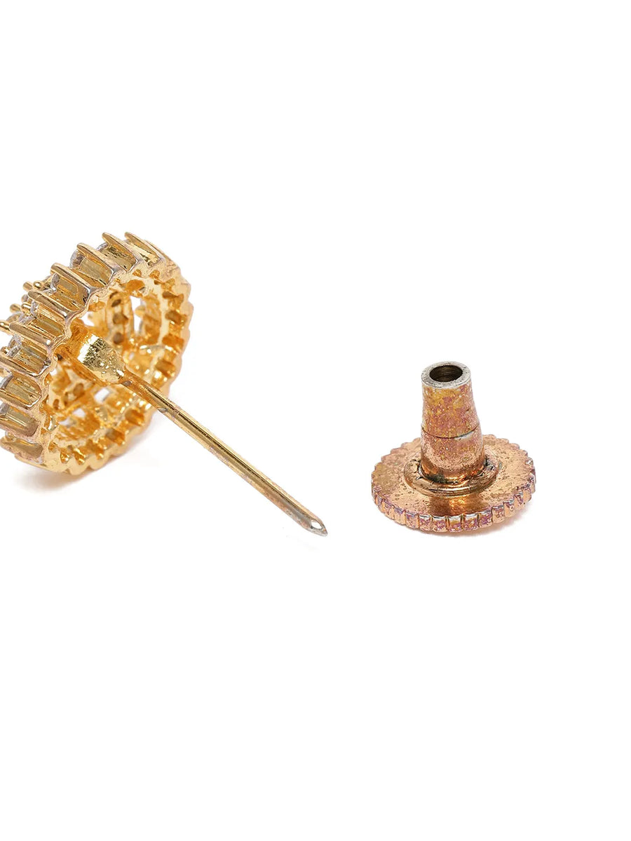 Sparkling Circle Halo Stud Earrings