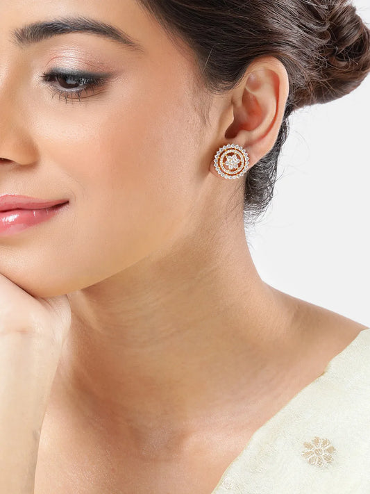 Floral Round Stud Earrings – Delicate & Stylish | Peora