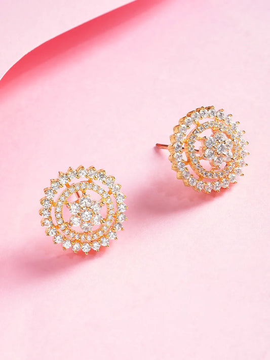 Floral Round Stud Earrings – Delicate & Stylish | Peora