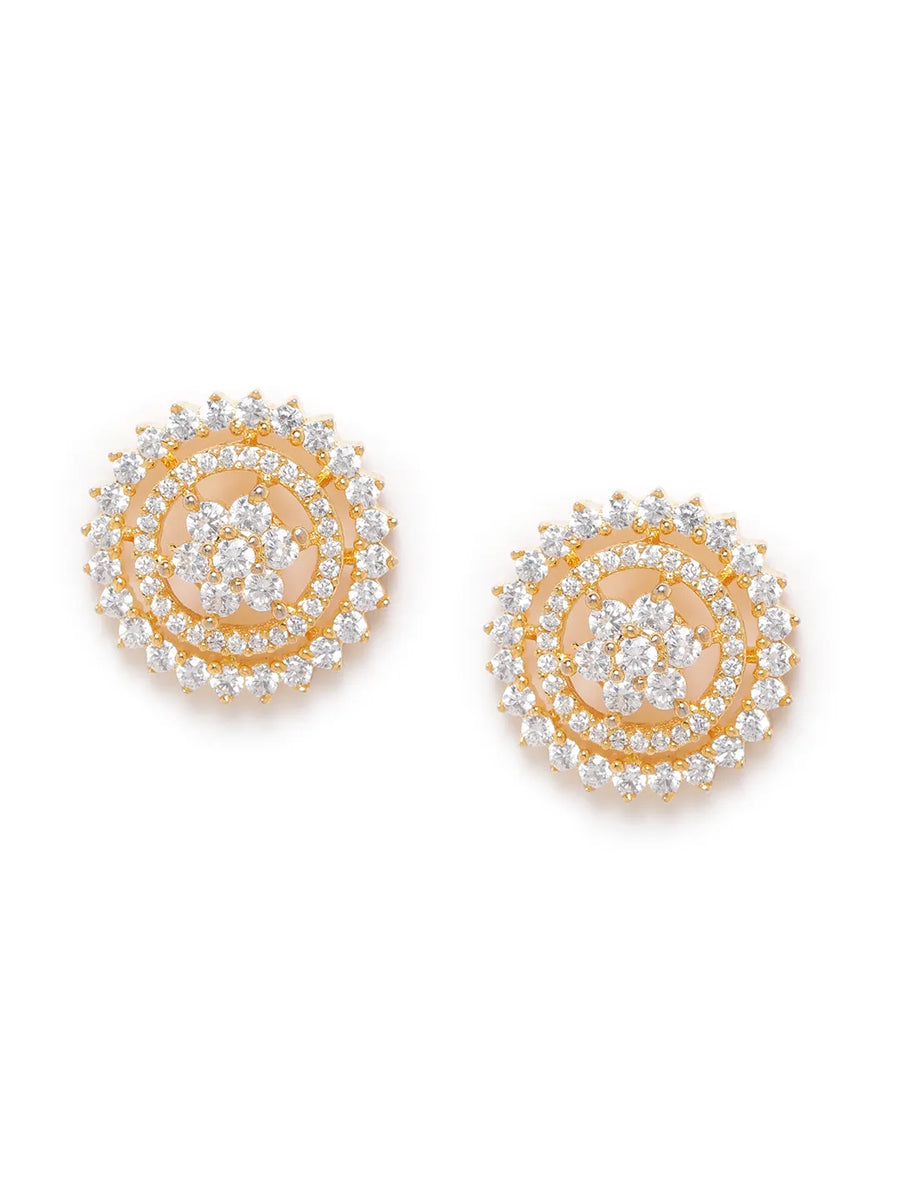 Floral Round Stud Earrings – Delicate & Stylish | Peora