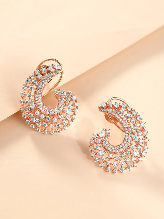 Graceful CZ Studded Stud Earrings