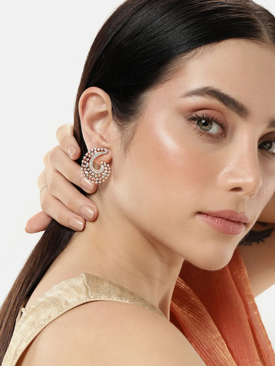 Graceful CZ Studded Stud Earrings