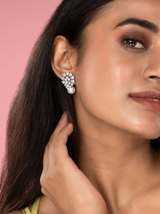 Timeless CZ & Pearl Stud Earrings