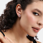 Exquisite Floral CZ Stud Earrings - Rose Gold