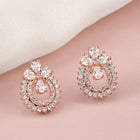 Exquisite Floral CZ Stud Earrings - Rose Gold