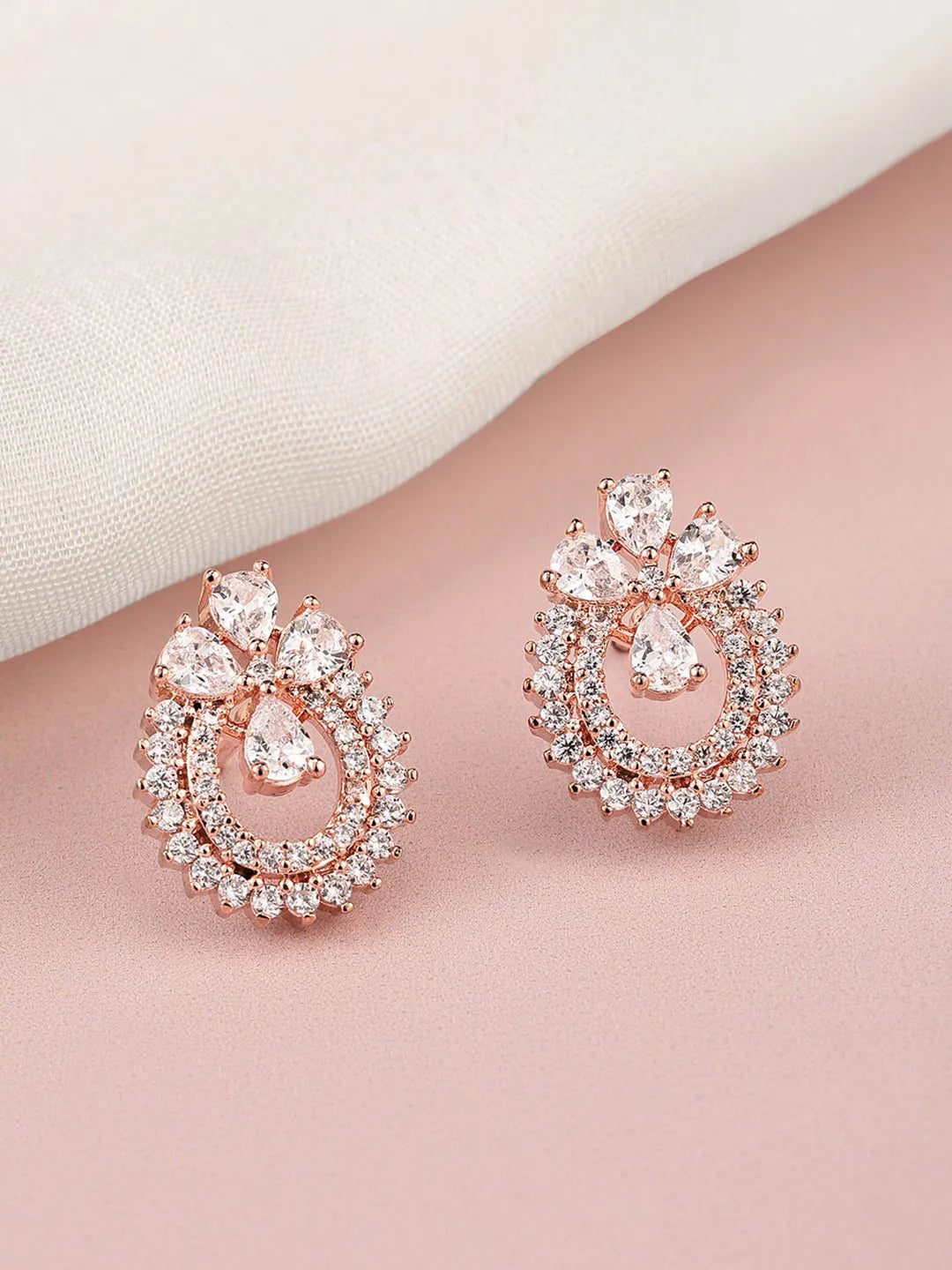 Exquisite Floral CZ Stud Earrings