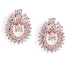 Exquisite Floral CZ Stud Earrings - Rose Gold