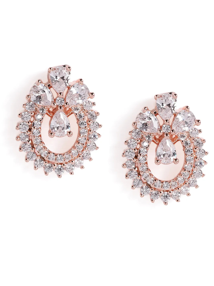 Exquisite Floral CZ Stud Earrings