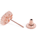 Exquisite Floral CZ Stud Earrings - Rose Gold
