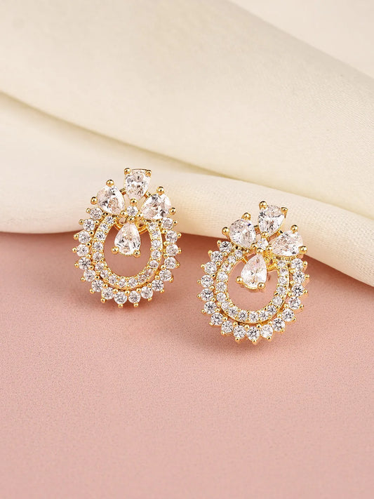 Exquisite Floral CZ Stud Earrings