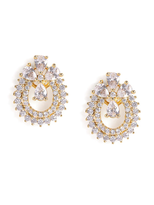 Exquisite Floral CZ Stud Earrings
