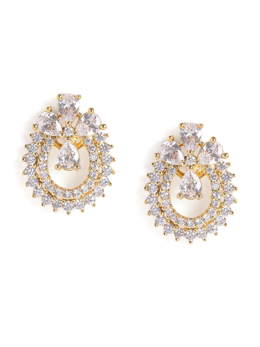 Exquisite Floral CZ Stud Earrings