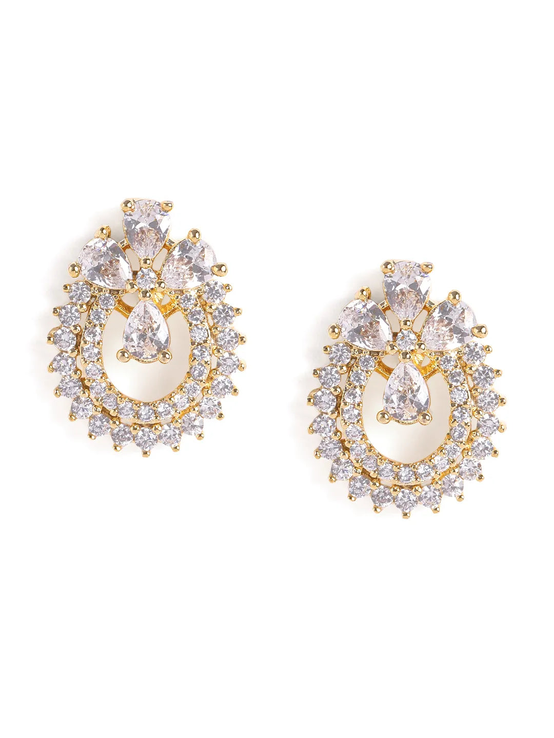 Exquisite Floral CZ Stud Earrings