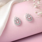 Exquisite Floral CZ Stud Earrings - Silver