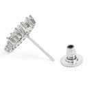 Exquisite Floral CZ Stud Earrings - Silver