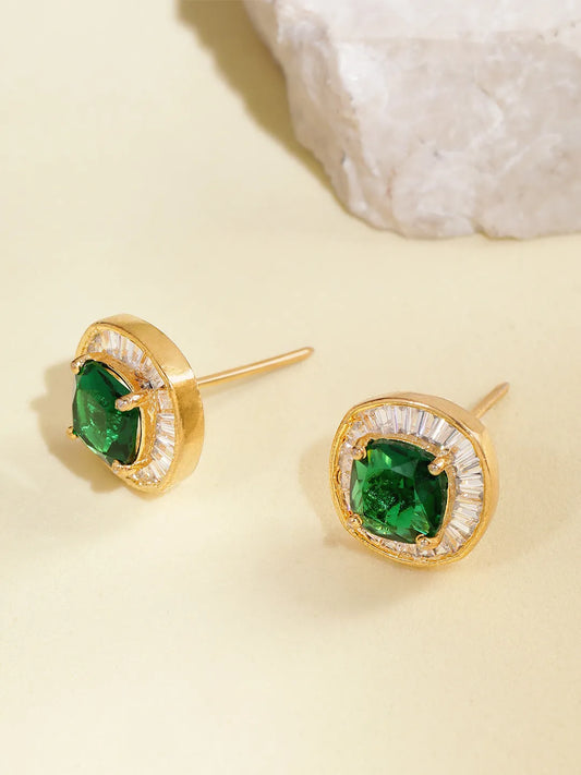 Crystal Round Stud Earrings – Elegant & Sparkling | Peora