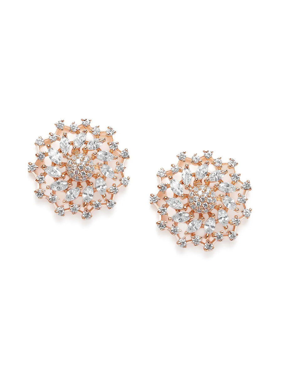 Stunning CZ Studded Flower Studs