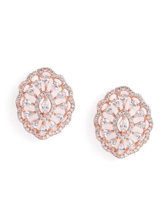 Vintage Bloom Inspired Studs Earrings - Rose Gold