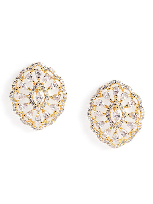 Vintage Bloom Inspired Studs Earrings - Gold