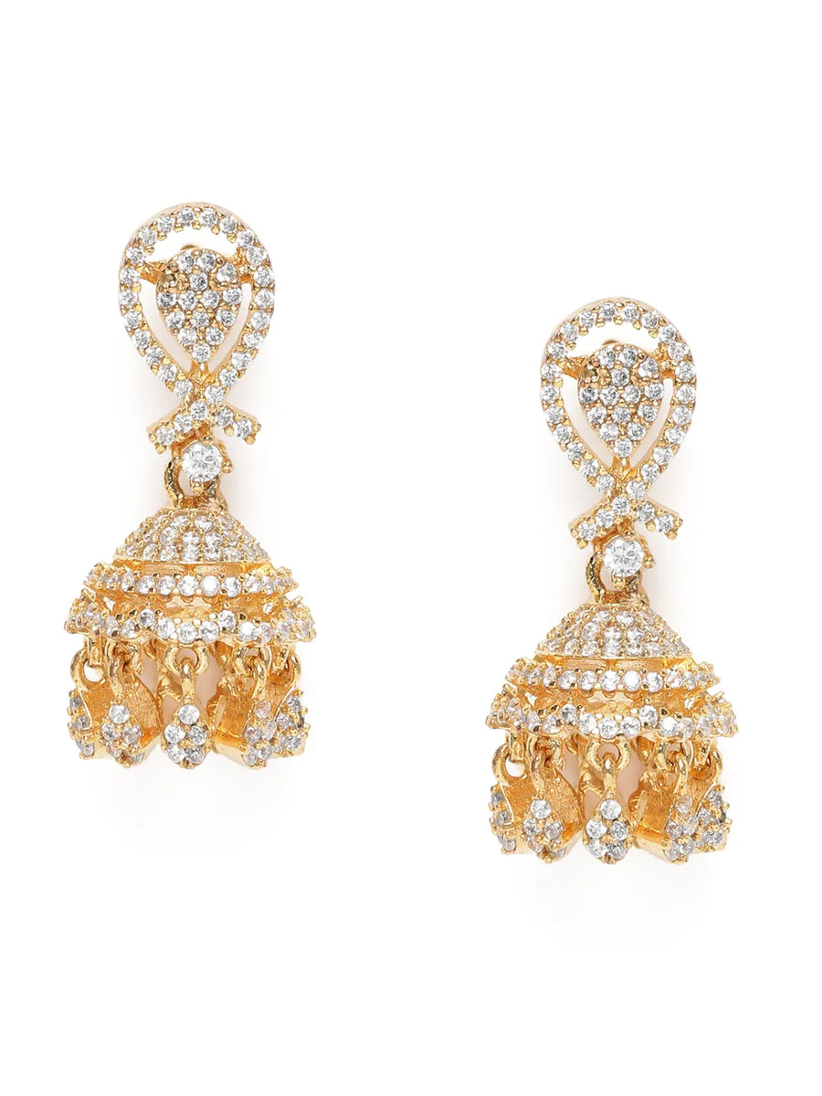 Stunning CZ Embellished Jhumka Earrings