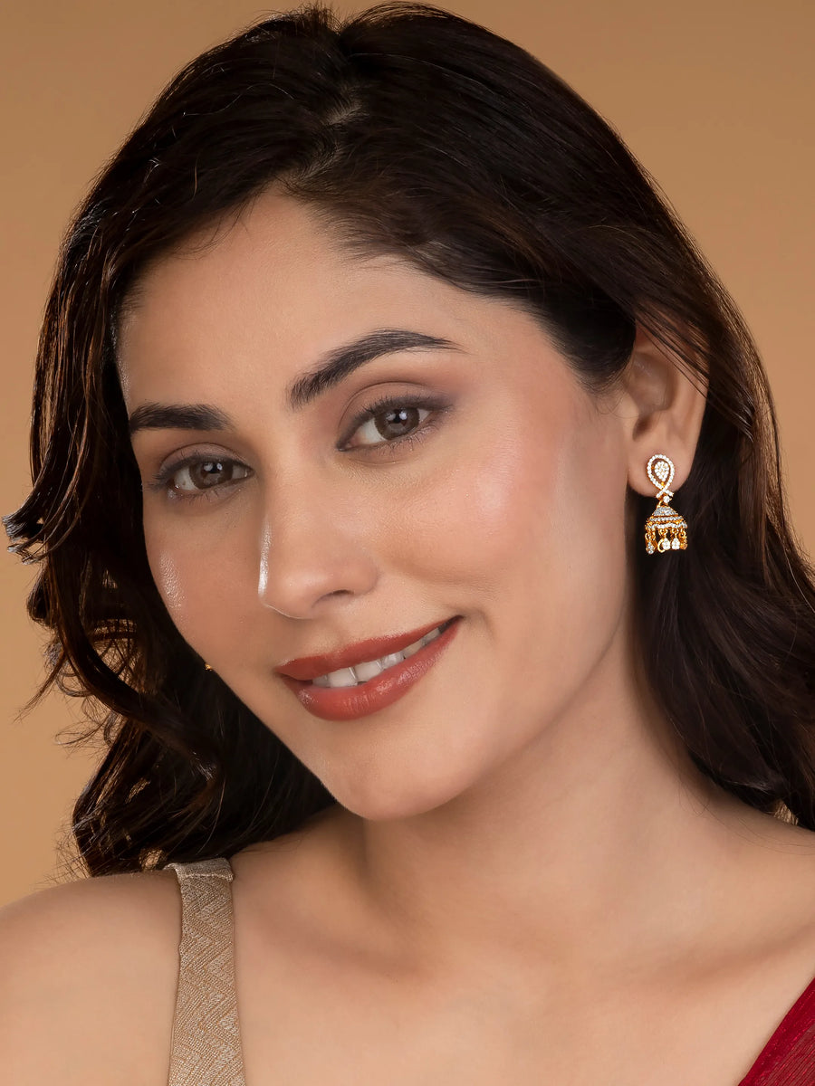 Stunning CZ Embellished Jhumka Earrings