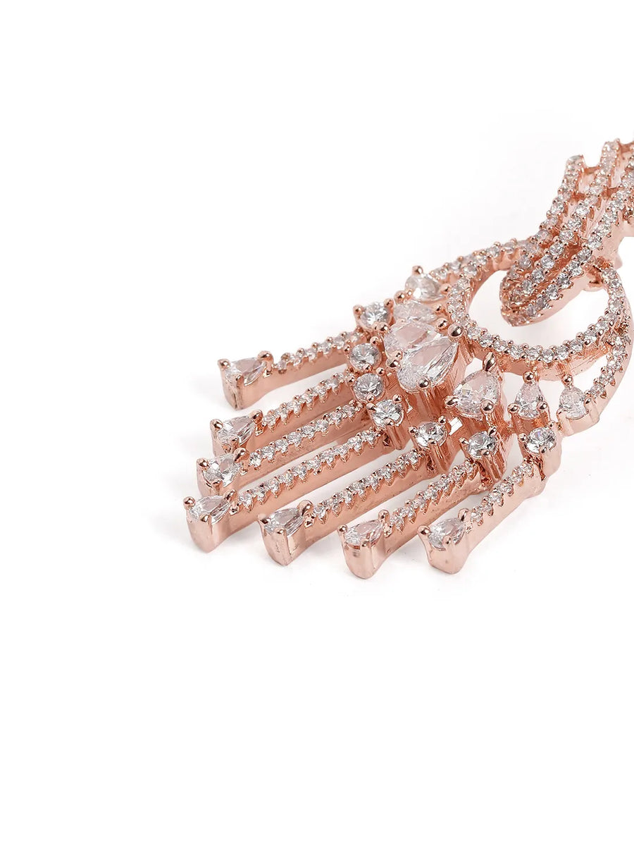 Luxury CZ Floral Dangle Earrings