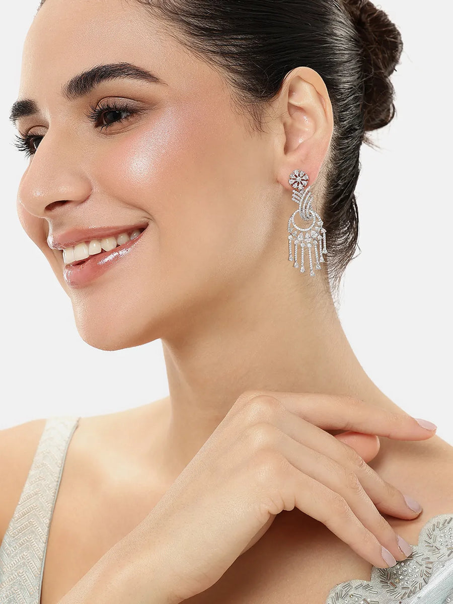 Starlight CZ Sway Drop Statement Earrings