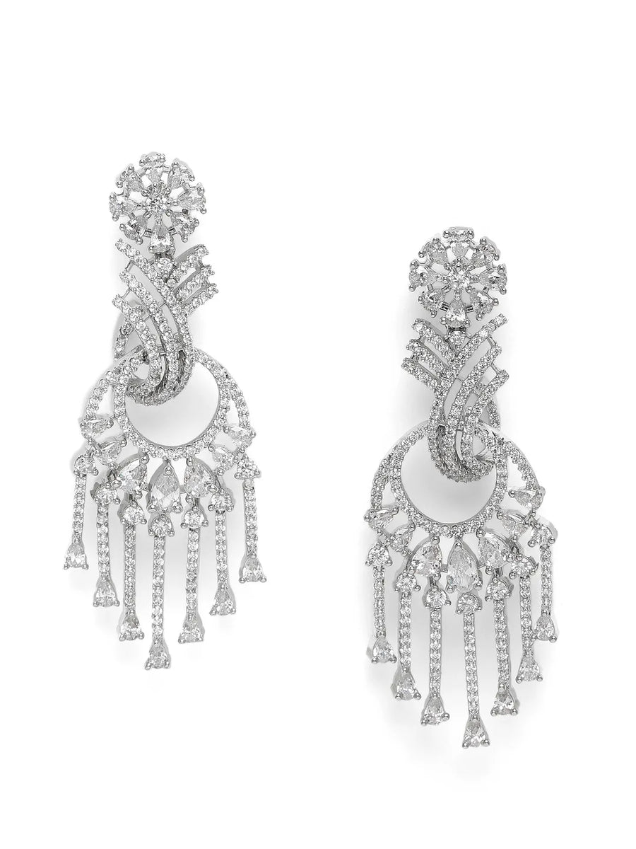 Starlight CZ Sway Drop Statement Earrings