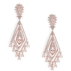 Layered Geometric CZ Drop Earrings - Rose Gold