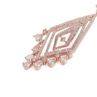 Layered Geometric CZ Drop Earrings - Rose Gold