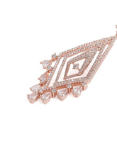 Layered Geometric CZ Drop Earrings - Rose Gold