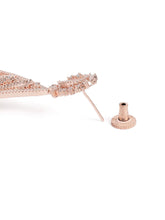 Layered Geometric CZ Drop Earrings - Rose Gold
