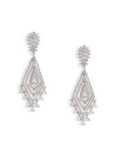 Layered Geometric CZ Drop Earrings - Silver