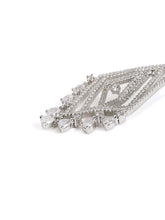 Layered Geometric CZ Drop Earrings - Silver