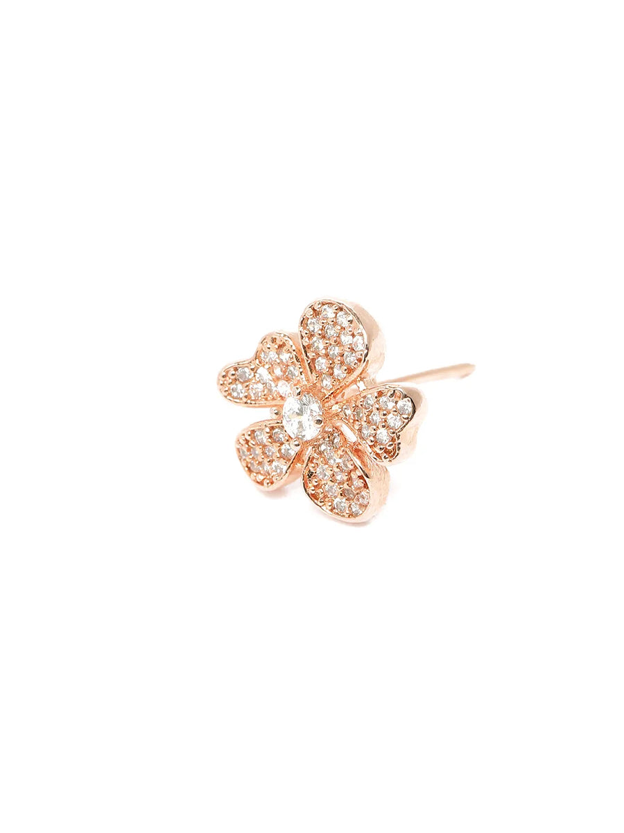 Sparkling Floral CZ Stud Earrings